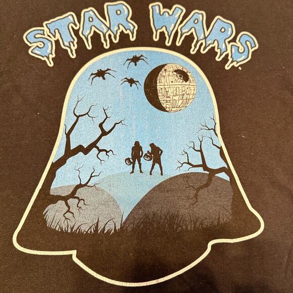 Vintage Star Wars TShirt Men’s Med Darth Vader Moon Bats Silhouette Y2K - Picture 2 of 5